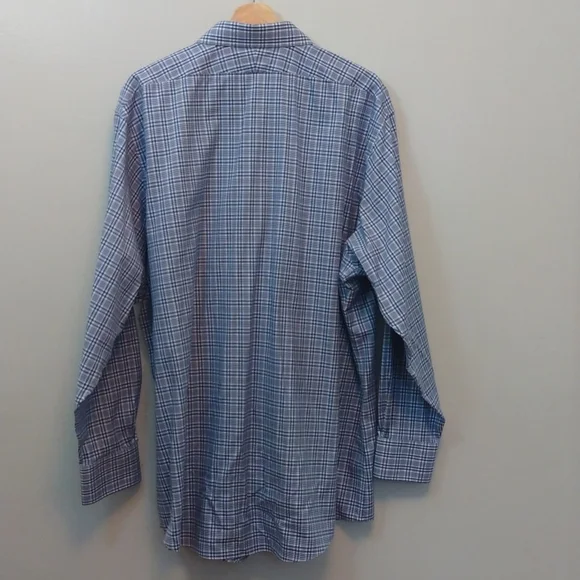 Brooks Brothers Regent Fit Blue/White Glen Check Plaid Shirt 18 - 35 - Picture 8 of 9